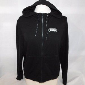 PUMA Womens L Rebel Full Zip Black Hoodie Spellout